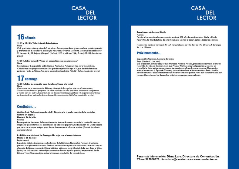 Convocatorias CASA DEL LECTOR